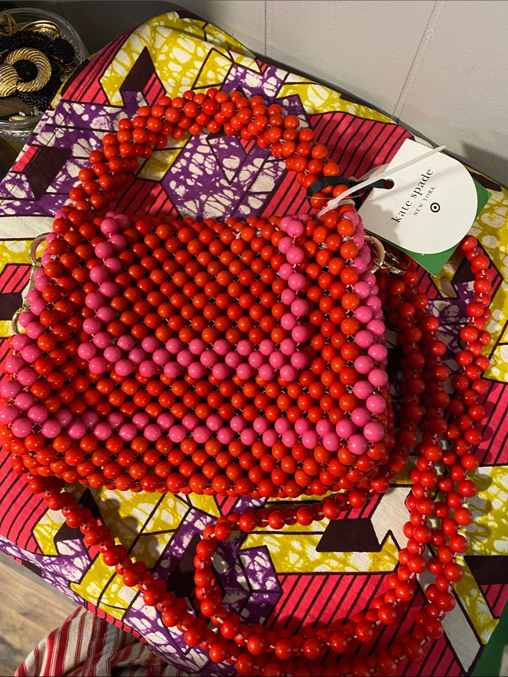 Kate Spade x Target Red and Pink Beaded Mini Crossbody